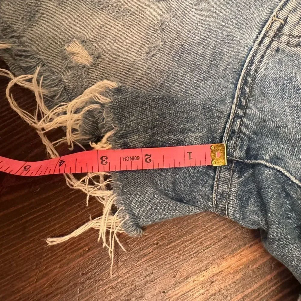 Pistola Nova Relaxed High Rise Cut Off Sante Fey Frayed Size 27 Denim Shorts